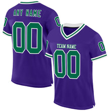 Load image into Gallery viewer, Custom Purple Kelly Green-White Mesh Authentic Throwback Football Jersey
