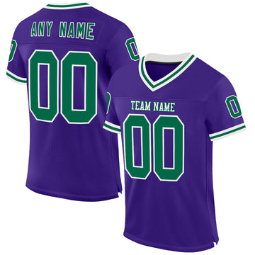 Custom Purple Kelly Green-White Mesh Authentic Throwback Football Jersey