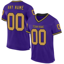 Load image into Gallery viewer, Custom Purple Old Gold-Black Mesh Authentic Throwback Football Jersey
