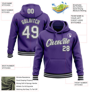 Custom Stitched Purple Black-Gray Sports Pullover Sweatshirt Hoodie