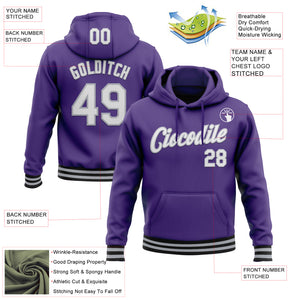 Custom Stitched Purple Gray-Black Sports Pullover Sweatshirt Hoodie