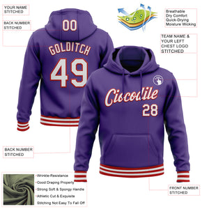 Custom Stitched Purple White-Red Sports Pullover Sweatshirt Hoodie