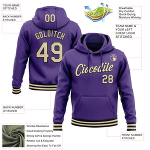 Custom Stitched Purple Cream-Black Sports Pullover Sweatshirt Hoodie