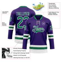 Load image into Gallery viewer, Custom Purple Kelly Green-White Hockey Lace Neck Jersey
