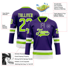 Load image into Gallery viewer, Custom Purple Neon Green-White Hockey Lace Neck Jersey
