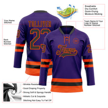 Load image into Gallery viewer, Custom Purple Black-Orange Hockey Lace Neck Jersey
