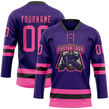 Load image into Gallery viewer, Custom Purple Pink-Black Hockey Lace Neck Jersey
