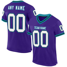 Load image into Gallery viewer, Custom Purple Black-Teal Mesh Authentic Throwback Football Jersey
