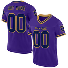 Load image into Gallery viewer, Custom Purple Navy-Old Gold Mesh Authentic Throwback Football Jersey
