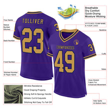 Load image into Gallery viewer, Custom Purple Old Gold-Navy Mesh Authentic Throwback Football Jersey
