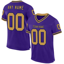 Load image into Gallery viewer, Custom Purple Old Gold-Navy Mesh Authentic Throwback Football Jersey
