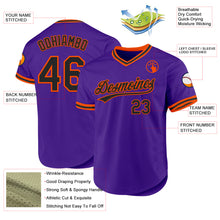 Load image into Gallery viewer, Custom Purple Black-Orange Authentic Throwback Baseball Jersey
