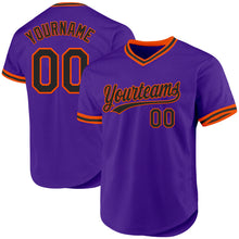 Load image into Gallery viewer, Custom Purple Black-Orange Authentic Throwback Baseball Jersey
