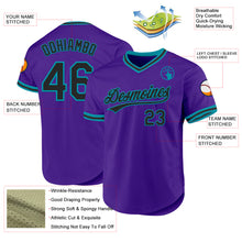 Load image into Gallery viewer, Custom Purple Black-Teal Authentic Throwback Baseball Jersey
