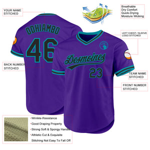 Custom Purple Black-Teal Authentic Throwback Baseball Jersey