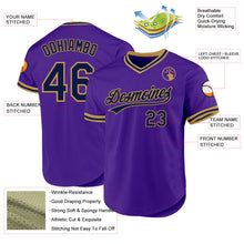 Load image into Gallery viewer, Custom Purple Navy-Old Gold Authentic Throwback Baseball Jersey
