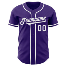 Load image into Gallery viewer, Custom Purple White Authentic Baseball Jersey
