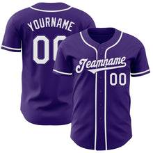 Load image into Gallery viewer, Custom Purple White Authentic Baseball Jersey
