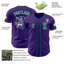 Load image into Gallery viewer, Custom Purple Kelly Green-White Authentic Baseball Jersey
