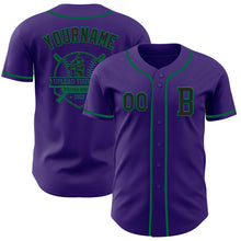 Load image into Gallery viewer, Custom Purple Black-Kelly Green Authentic Baseball Jersey
