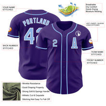 Load image into Gallery viewer, Custom Purple Light Blue-White Authentic Baseball Jersey
