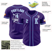 Load image into Gallery viewer, Custom Purple Light Blue-White Authentic Baseball Jersey
