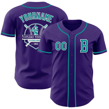 Load image into Gallery viewer, Custom Purple Teal-White Authentic Baseball Jersey
