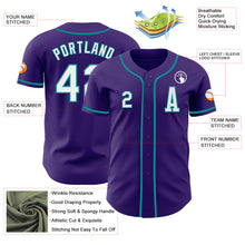 Load image into Gallery viewer, Custom Purple White-Teal Authentic Baseball Jersey
