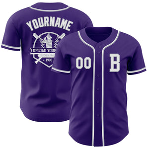 Custom Purple White-Gray Authentic Baseball Jersey