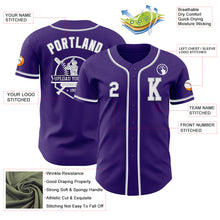 Load image into Gallery viewer, Custom Purple White-Gray Authentic Baseball Jersey
