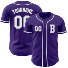 Load image into Gallery viewer, Custom Purple White-Gray Authentic Baseball Jersey
