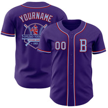 Load image into Gallery viewer, Custom Purple Light Blue-Red Authentic Baseball Jersey
