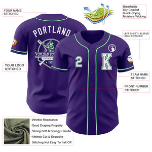 Custom Purple White-Kelly Green Authentic Baseball Jersey