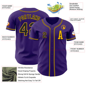 Custom Purple Black-Gold Authentic Baseball Jersey