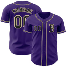 Load image into Gallery viewer, Custom Purple Black-City Cream Authentic Baseball Jersey
