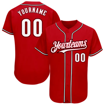 Custom Red White-Black Authentic Baseball Jersey