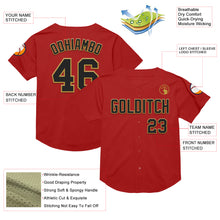 Load image into Gallery viewer, Custom Red Black-Old Gold Mesh Authentic Throwback Baseball Jersey
