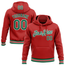 Load image into Gallery viewer, Custom Stitched Red Kelly Green-White Sports Pullover Sweatshirt Hoodie
