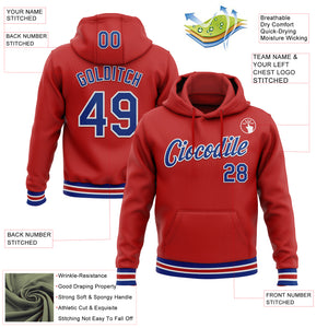 Custom Stitched Red Royal-White Sports Pullover Sweatshirt Hoodie