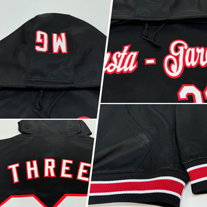 Custom Stitched Red Black-White Sports Pullover Sweatshirt Hoodie