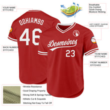 Load image into Gallery viewer, Custom Red White Authentic Throwback Baseball Jersey
