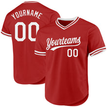 Load image into Gallery viewer, Custom Red White Authentic Throwback Baseball Jersey
