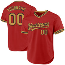 Load image into Gallery viewer, Custom Red Old Gold-Black Authentic Throwback Baseball Jersey
