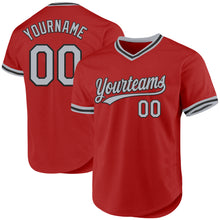 Load image into Gallery viewer, Custom Red Gray-Black Authentic Throwback Baseball Jersey
