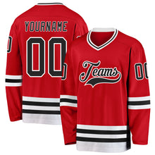 Load image into Gallery viewer, Custom Red Black-White Hockey Jersey
