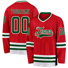 Load image into Gallery viewer, Custom Red Green-White Hockey Jersey
