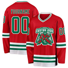 Load image into Gallery viewer, Custom Red Kelly Green-White Hockey Jersey
