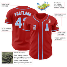 Load image into Gallery viewer, Custom Red Light Blue-White Authentic Baseball Jersey
