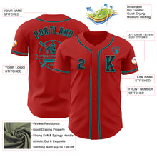 Load image into Gallery viewer, Custom Red Black-Teal Authentic Baseball Jersey
