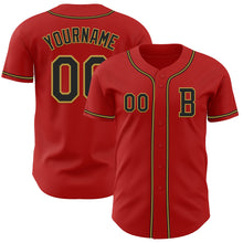 Load image into Gallery viewer, Custom Red Black-Old Gold Authentic Baseball Jersey
